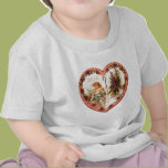 Vintage Valentine Heart With Purple Flowers Tshirt