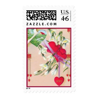 Vintage Valentine Hearts Postage stamp