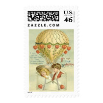 Vintage Valentine Hot Air Balloon Postage