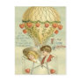 Vintage Valentine Hot Air Balloon Post Card