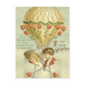 Vintage Valentine Hot Air Balloon postcard