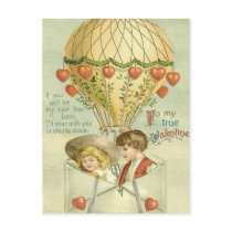 Vintage Valentine Hot Air Balloon postcards