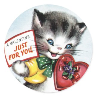 Vintage Valentine Kitten Stickers sticker