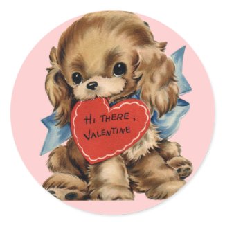 Vintage Valentine Puppy Stickers sticker