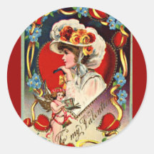 Vintage Valentine’s Day Round Sticker