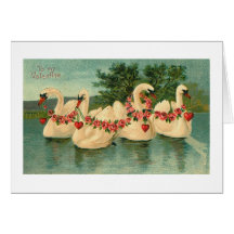Vintage Valentine Swans Cards