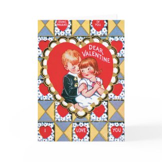 Vintage Valentine Triangles and Hearts card