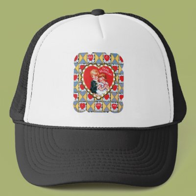 Vintage Valentine Triangles and Hearts Hat Zazzle_hat