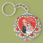 Vintage Valentine Triangles and Hearts Keychain