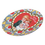 Vintage Valentine Triangles and Hearts Dinner Plate