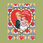 Vintage Valentine Triangles and Hearts Post Card