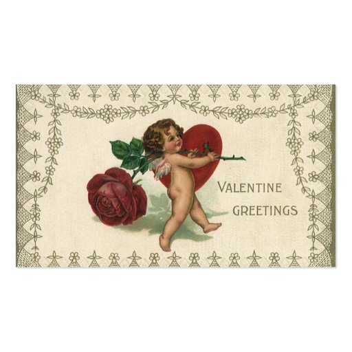 Vintage Valentine Victorian Angel Cupid Rose Heart Business Card