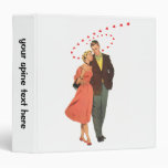 Vintage Valentine Walking with Floating Hearts 3 Ring Binders