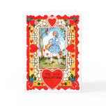 Vintage Valentine With Girl in Blue Card