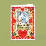 Vintage Valentine With Girl in Blue Card
