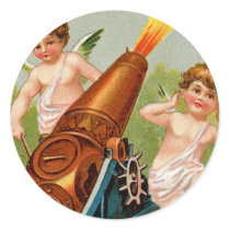 Vintage Valentine with Heart Cannon Stickers