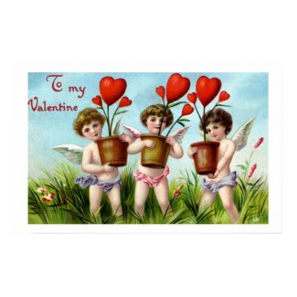 Vintage Valentine's Day Angels Print print