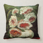 Vintage Vase with Peonies by Vincent van Gogh. Throw Pillows