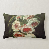 Vintage Vase with Peonies by Vincent van Gogh. Pillow