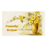 Vintage vase with yellow roses watercolor business cards