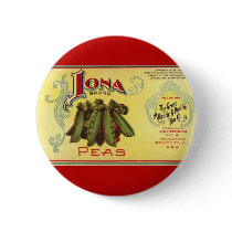 Vintage Vegetable Label for Iona Brand Peas Button
