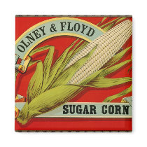 Vintage Vegetable Label; Olney & Floyd Sugar Corn Magnet