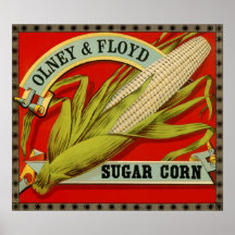 Vintage Vegetable Label; Olney & Floyd Sugar Corn Posters