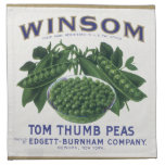 Vintage Vegetable Label; Winsom Tom Thumb Peas Printed Napkin