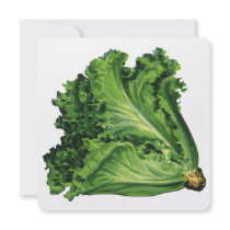 Vintage Vegetables; Green Leaf Lettuce Personalized Invite