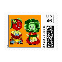 Vintage Veggie Couple Postage