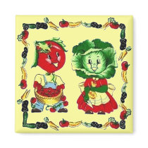Vintage Veggie People Refrigerator Magnet