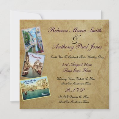 Vintage Venice Wedding Invitations by VintageFactory