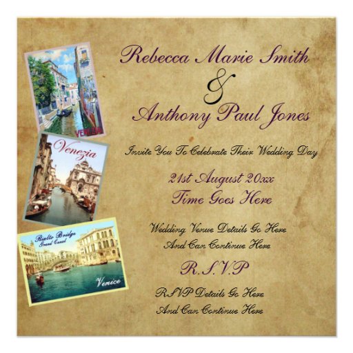 Vintage Venice Wedding Invitations