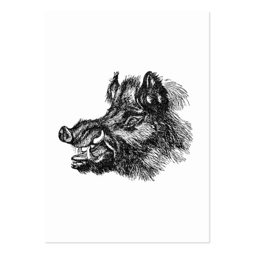 Vintage Vicious Wild Boar w Tusks Template Business Cards