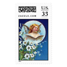 Vintage Victorian angel singing Easter Postage Stamp