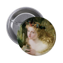 Vintage Victorian Art, Beautiful Fairy Butterflies Pinback Button