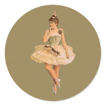 Vintage Victorian Ballerina Round Stickers