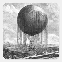 Vintage Victorian Balloon Airship Square Stickers