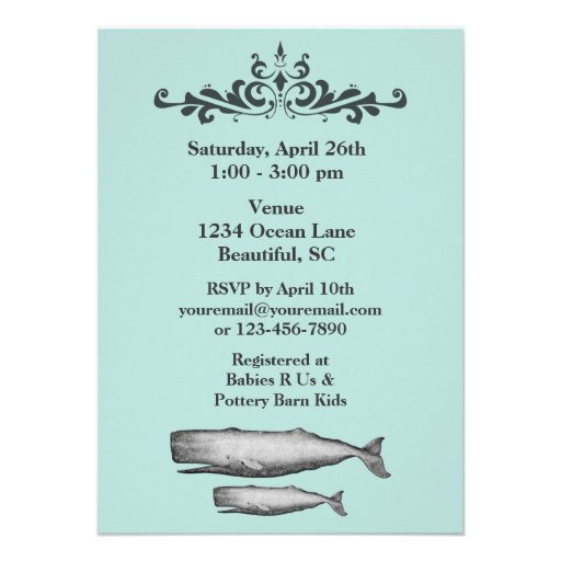 Vintage Victorian Beach Whale Baby Shower Invite