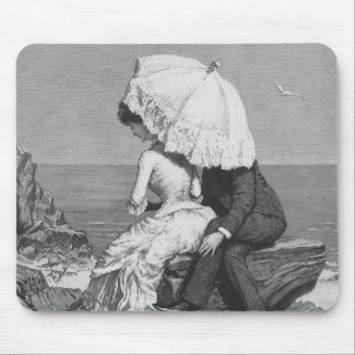 Vintage Victorian Black and White Romance mousepad