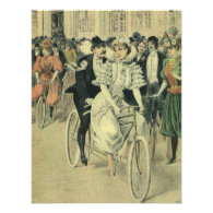 Vintage Victorian Bride and Groom on a Bike Invitation
