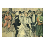 Vintage Victorian Bride and Groom on a Bike Announcement