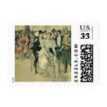 Vintage Victorian Bride and Groom on a Bike Postage Stamps