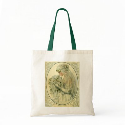 Vintage Victorian Bride, Bridal Profile Portrait Canvas Bag