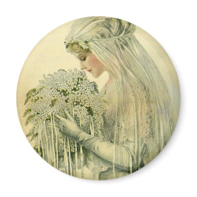 Vintage Victorian Bride, Bridal Profile Portrait Refrigerator Magnet