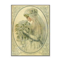 Vintage Victorian Bride, Bridal Profile Portrait Post Cards