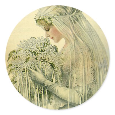 Vintage Victorian Bride, Bridal Profile Portrait Sticker