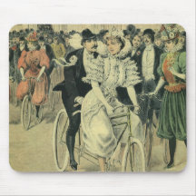 Vintage Victorian Bride Groom Ride Tandem Bicycle Mouse Pads