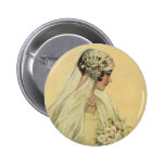 Vintage Victorian Bride in Profile Bridal Portrait Buttons