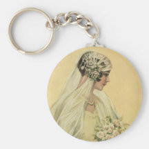 Vintage Victorian Bride in Profile Bridal Portrait Key Chains